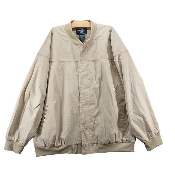John Blair Men's Full Zip Bomber Jacket Tan 3XLT Long Sleeve Solid Lined - Picture 1 of 16